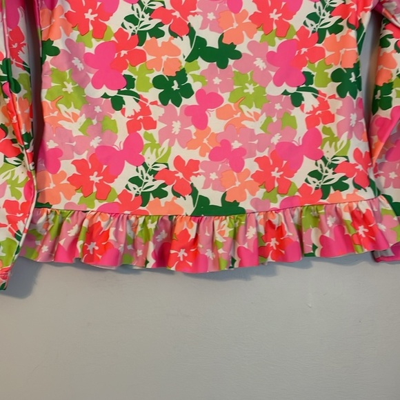 Crown and Ivy Kids Floral Butterfly Ruffle Hem Rash Guard Swim Shirt size 6X - Picture 10 of 12
